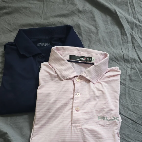 Bundle: Men's Pink (Ralph Lauren Golf) and Navy (Nike Golf) Polo Golf Shirt Set - Picture 7 of 15